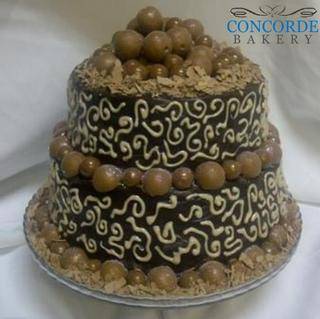 two tier chocolate ball cake